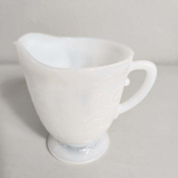 Vintage Macbeth Evans Monax Depression White Milk Glass Cream And Sugar Set - Picture 11 of 13